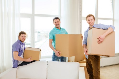 Loading boxes into a hire truck for local moving