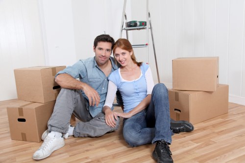 Removal crew handling items carefully during a move