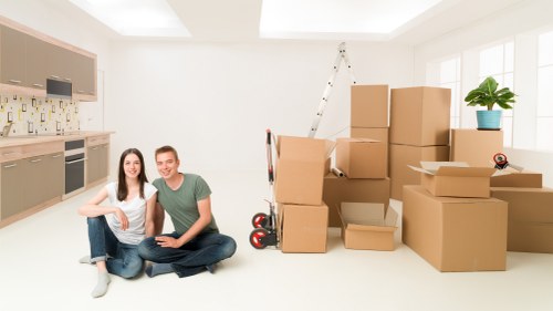 Organized packing materials prepared for Catford relocation services
